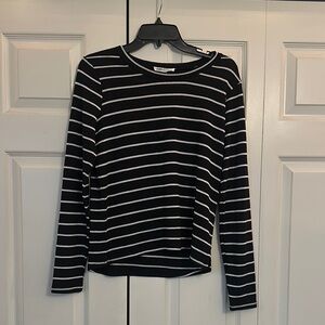 Women's Black and White Striped Top
